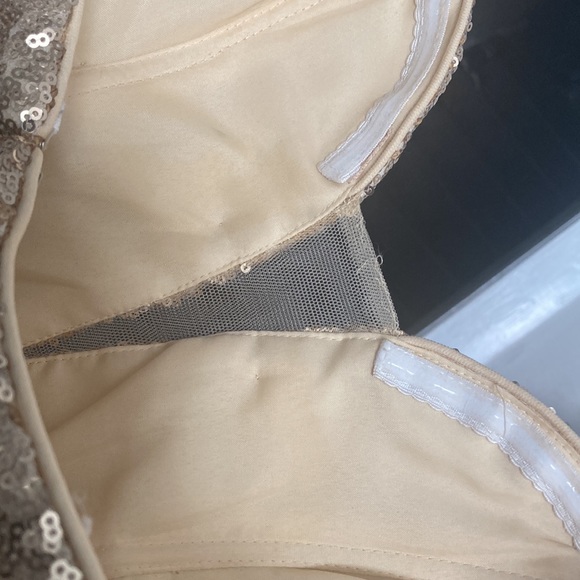 Gold Sequined Ellie Wilde Strapless Dress - Picture 3 of 3